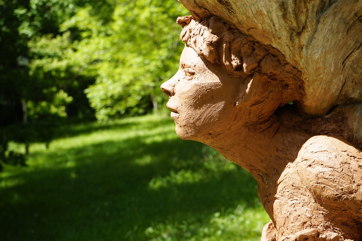 Semiostalgia P0014 — Sculpture fraîche, en terre crue, filasse végétale, grillage à poule, Saint-Antonin-Noble-Val