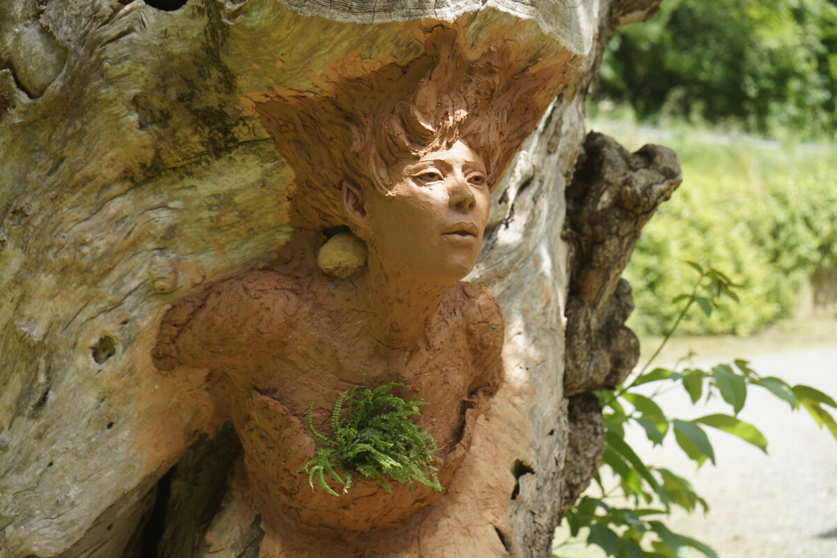Semiostalgia P0014 — Sculpture en cours de séchage, en terre crue, filasse végétale, grillage à poule, Saint-Antonin-Noble-Val