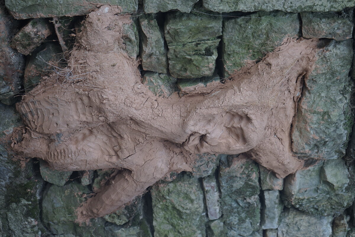 Semiostalgia P0019 — Sculpture sèche, en terre crue, filasse végétale, grillage à poule, Saint-Antonin-Noble-Val